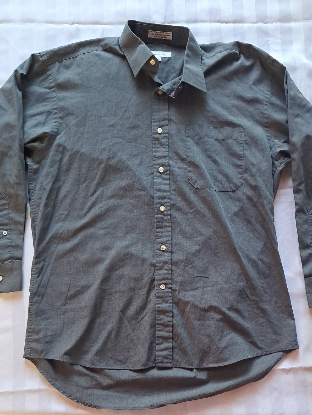 Dior Men's Long-Sleeve Button-Down Shirt - Charcoal